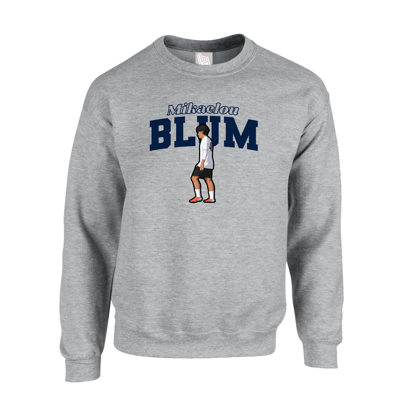 Fleece Crew — Name Arch in Grey