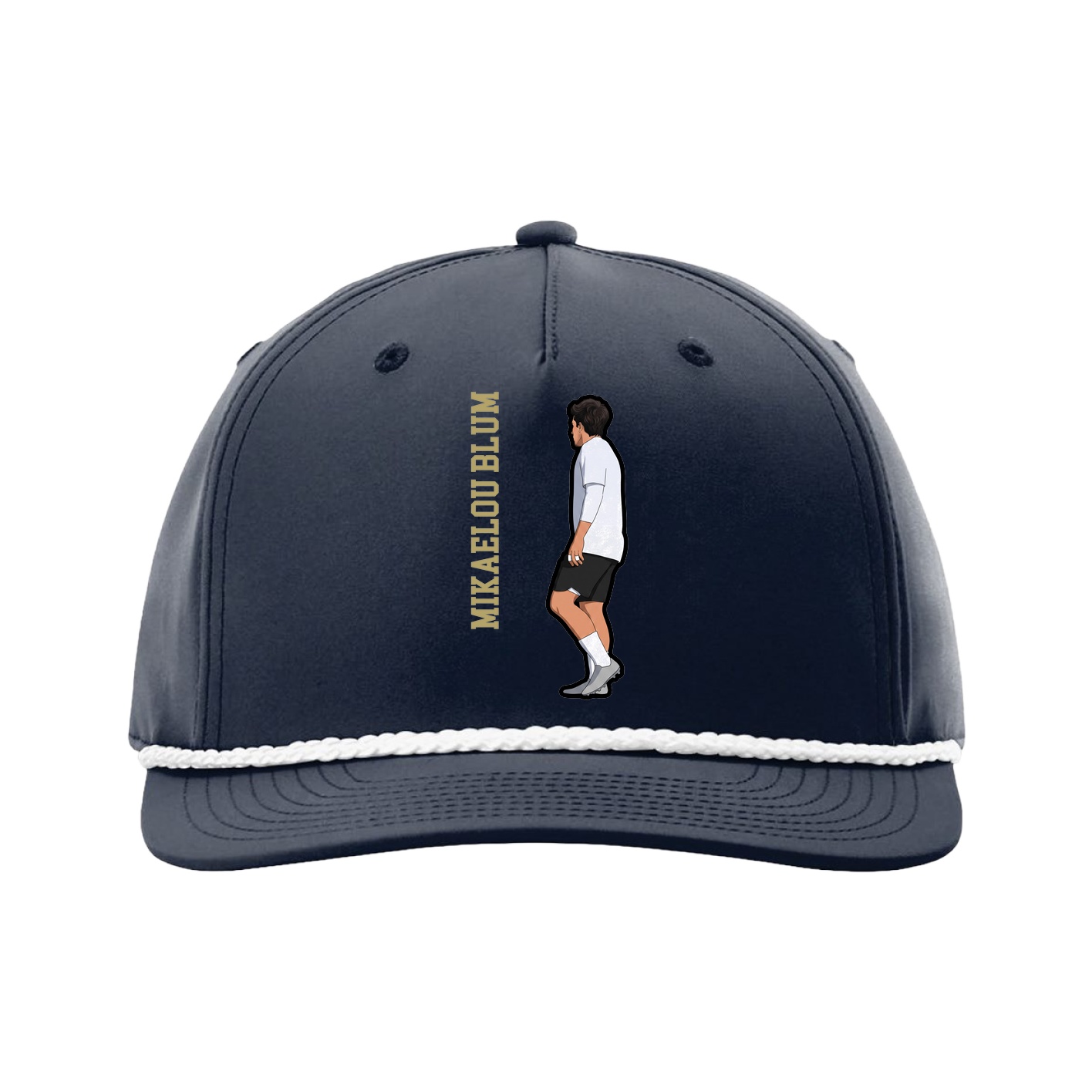 Five-Panel Classic Rope Cap — Name Vertical in Navy