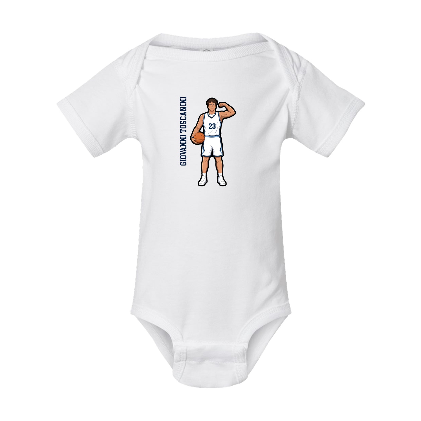 Baby Onesie — Name Vertical in White