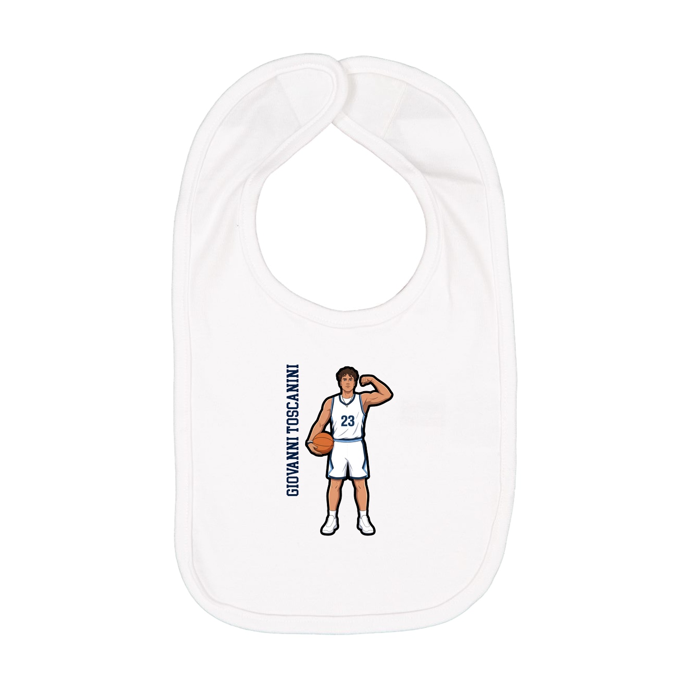 Infant Bib — Name Vertical in White