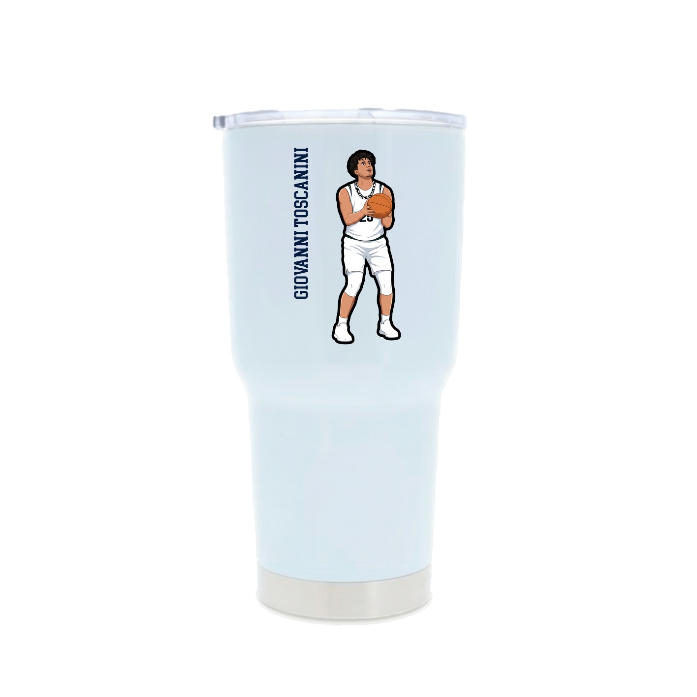 30oz Stainless Steel Tumbler — Name Vertical in White