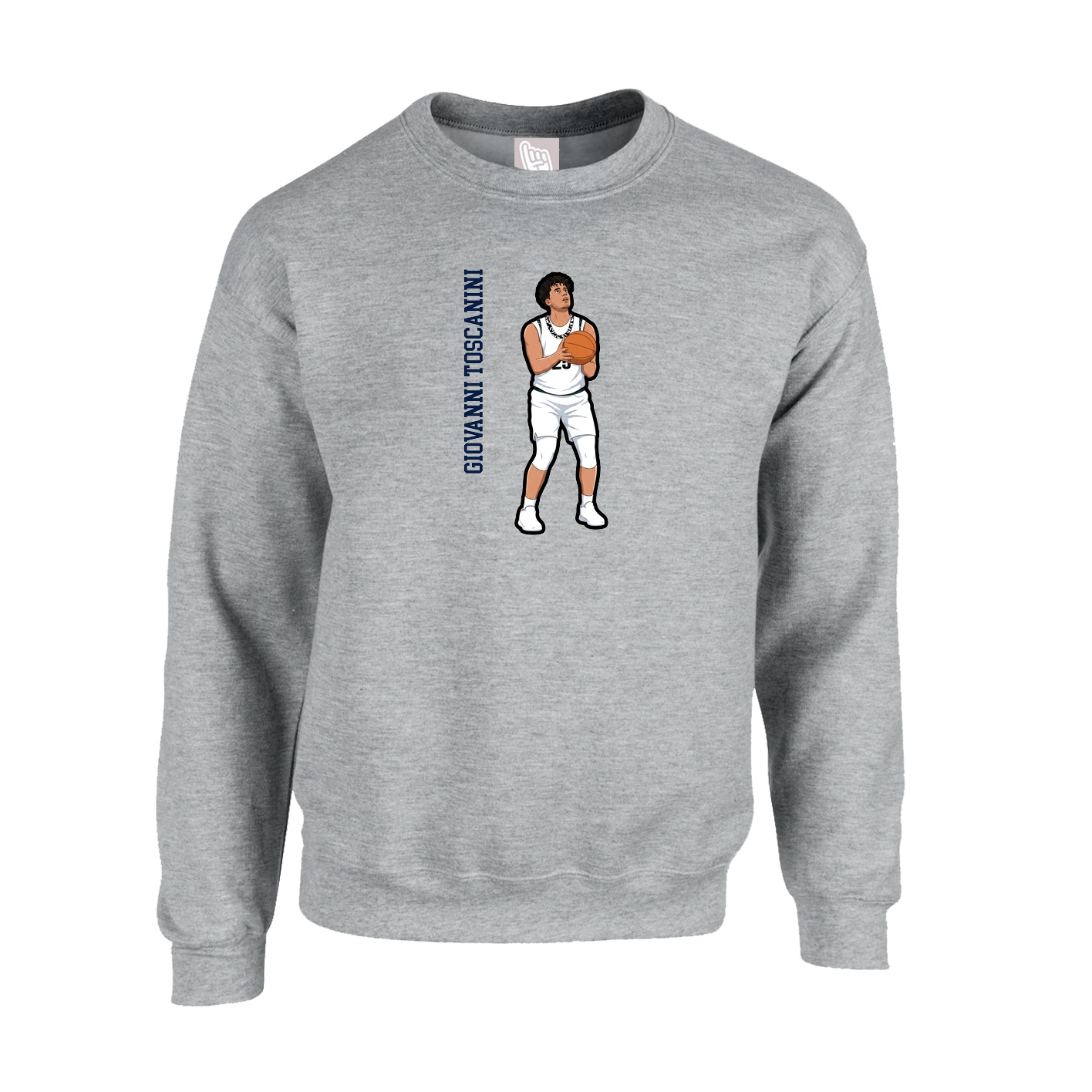 Fleece Crew — Name Vertical in Grey