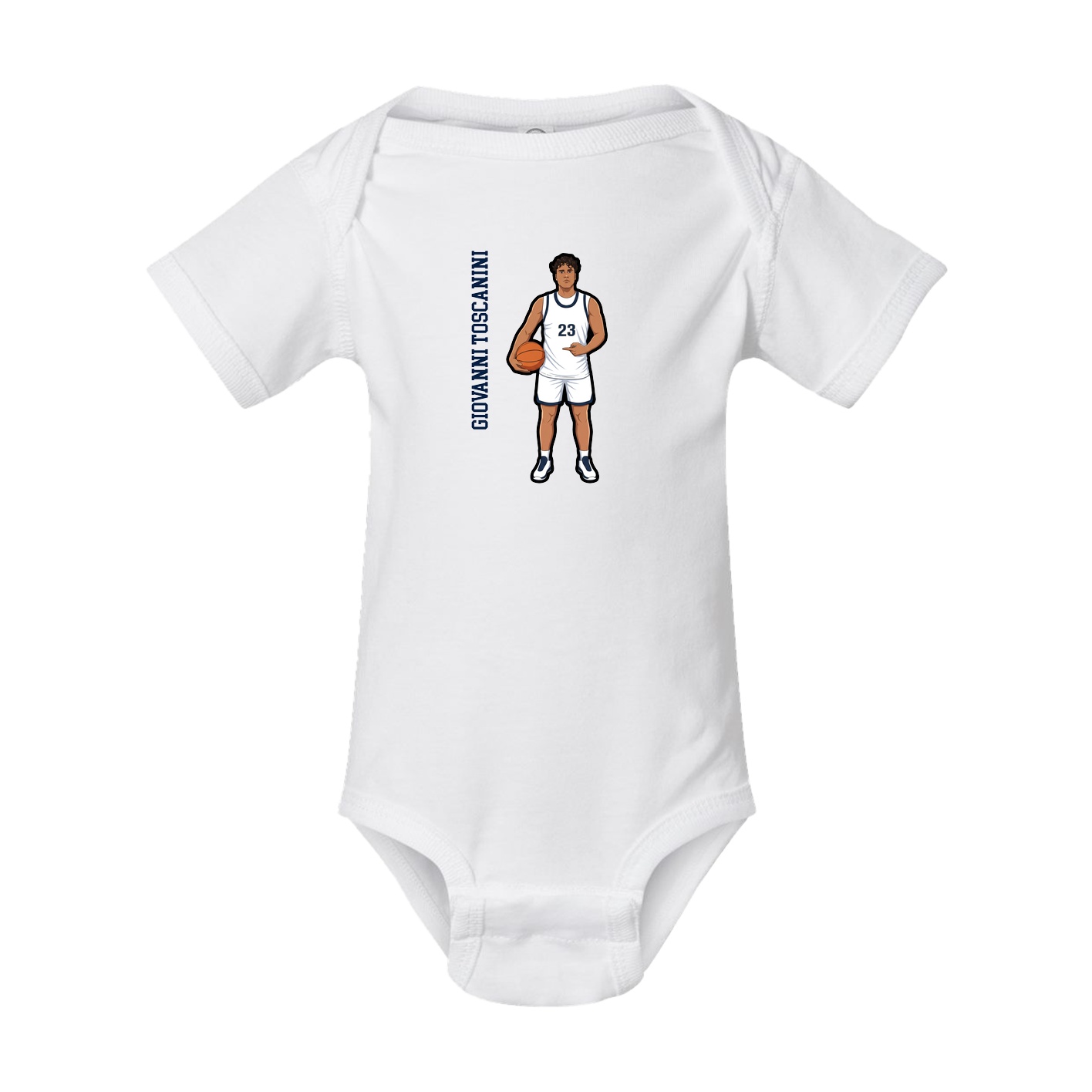 Baby Onesie — Name Vertical in White