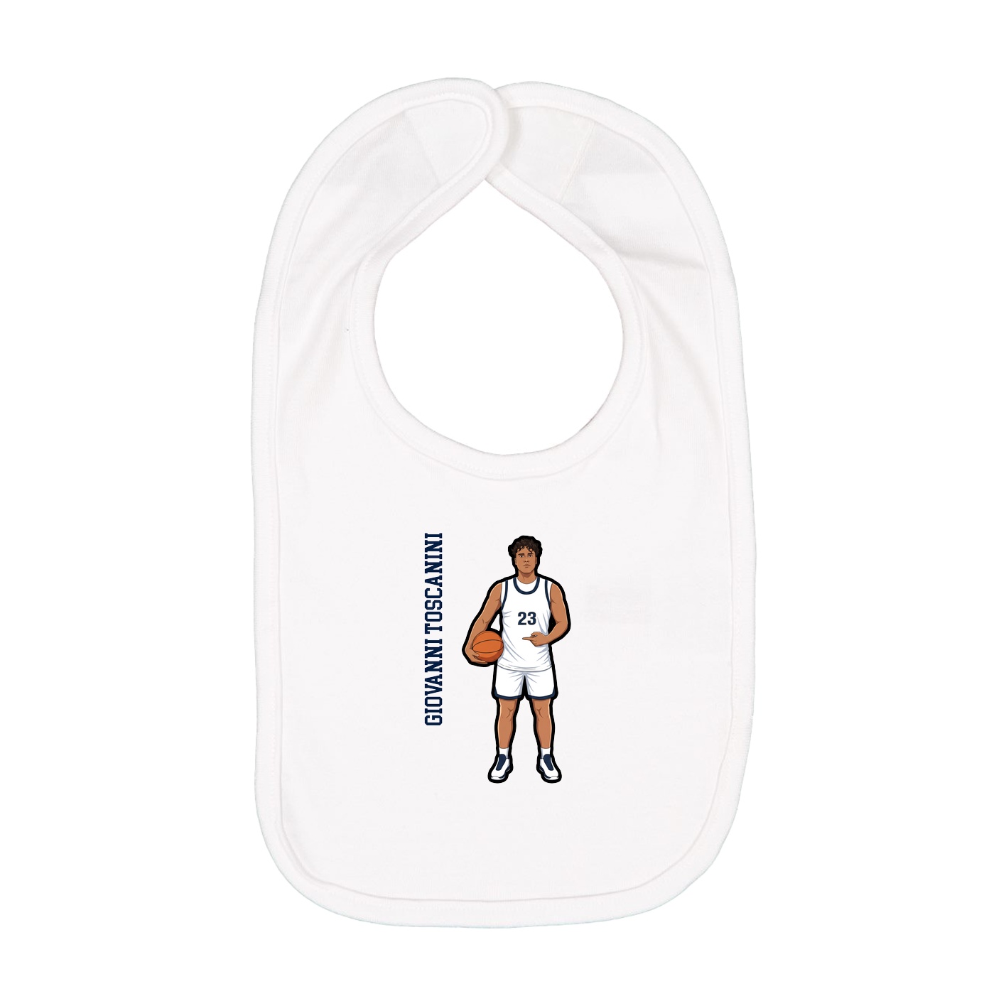 Infant Bib — Name Vertical in White