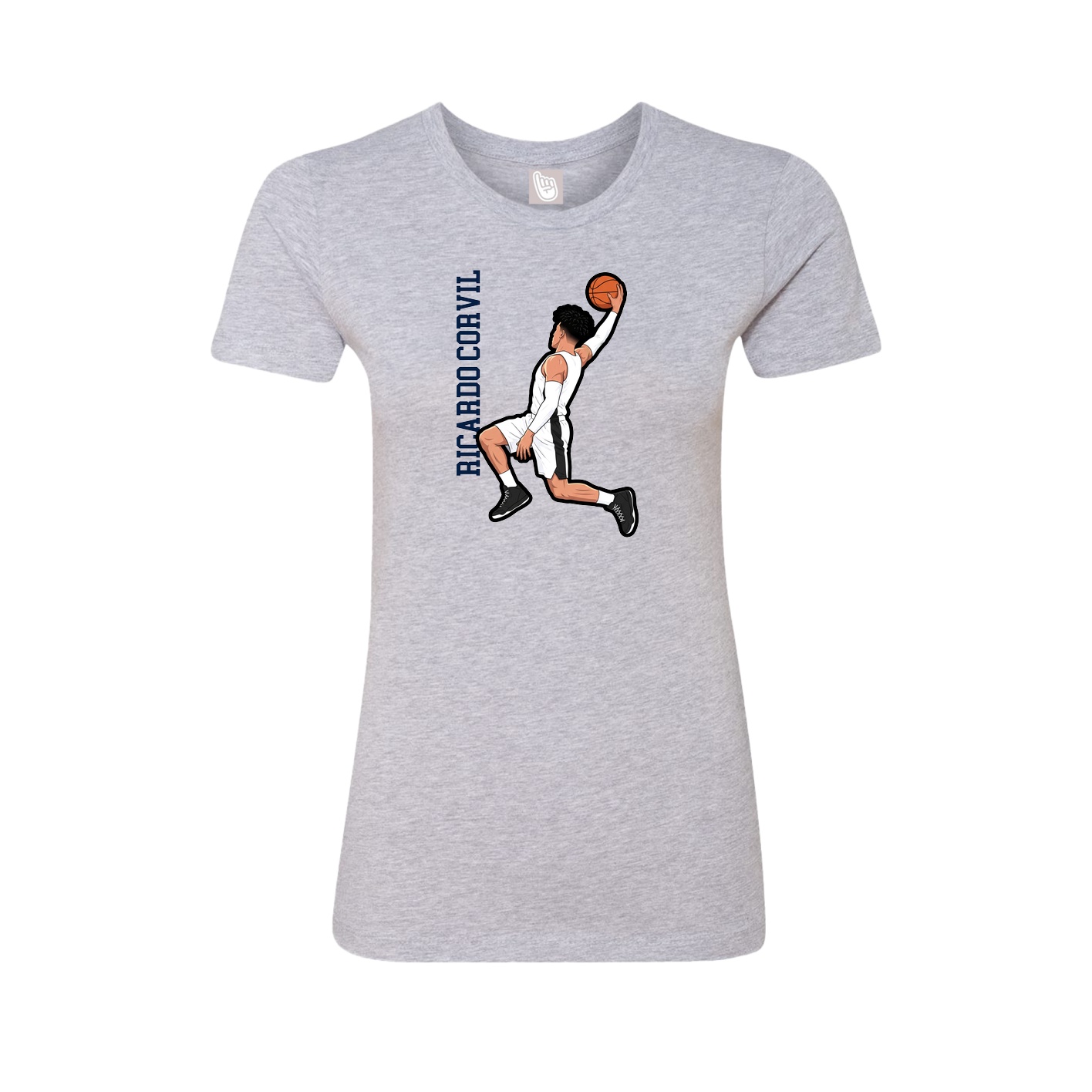 Fitted Women's Tee — Name Vertical in Grey