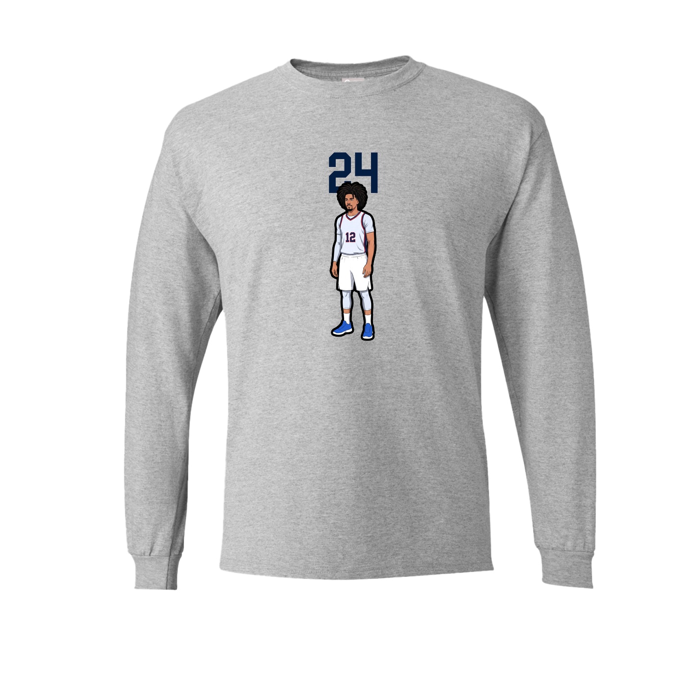 Long Sleeve Tee — Number Top in Grey