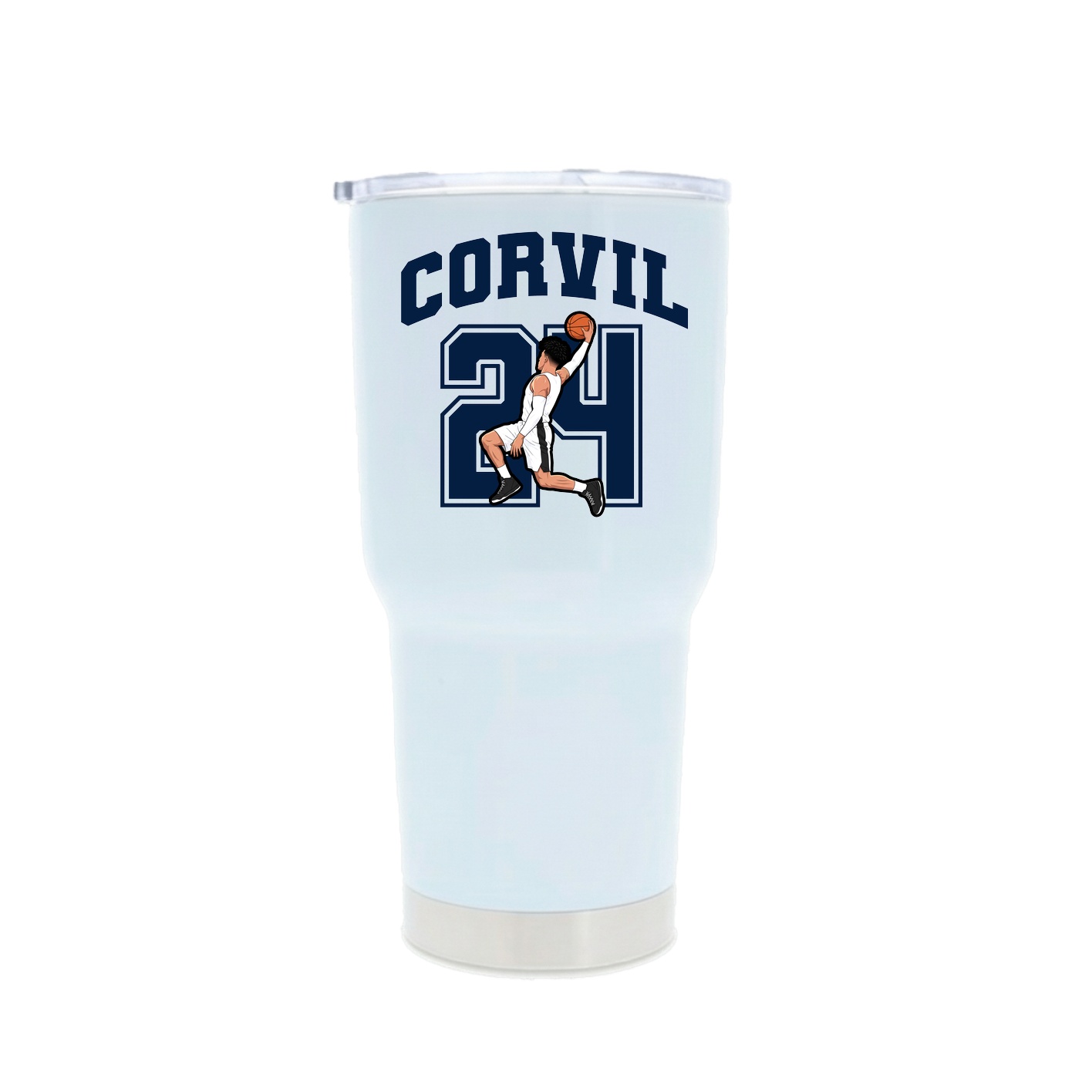 30oz Stainless Steel Tumbler — Number in White
