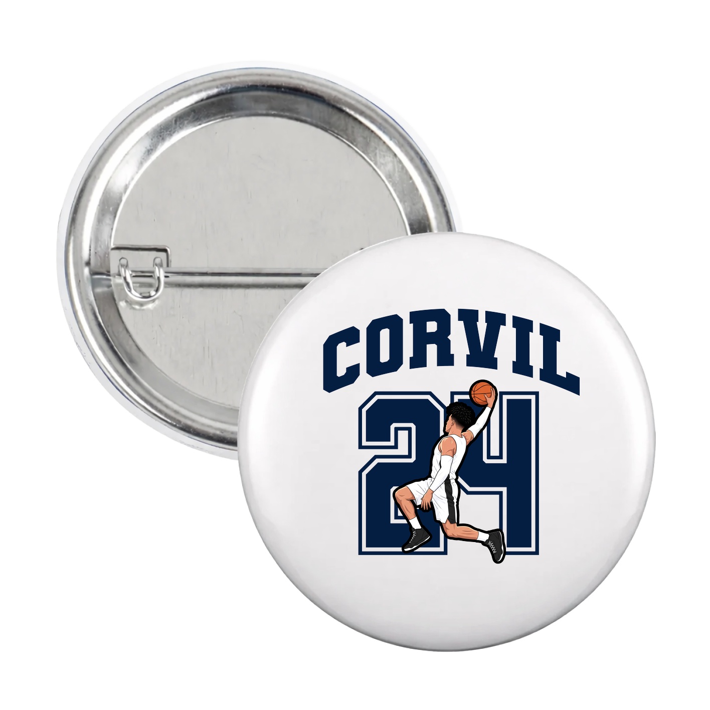 Game Day Button — Number in White