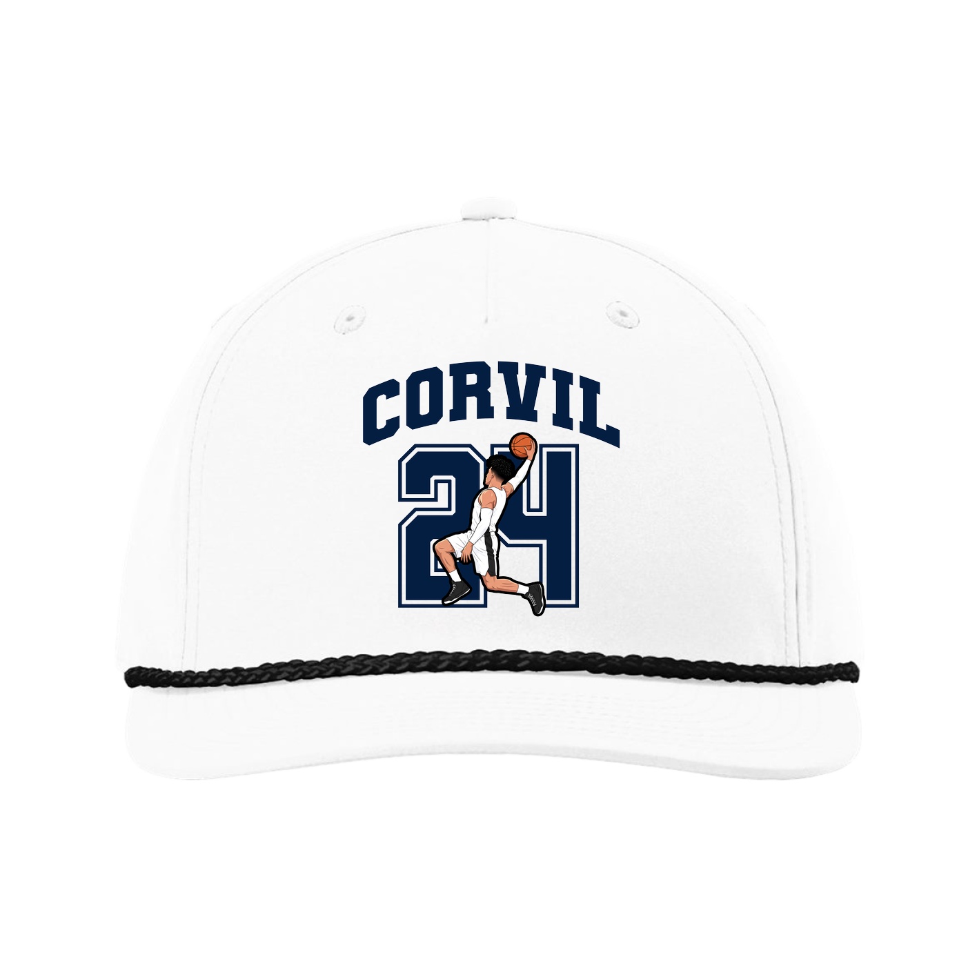 Five-Panel Classic Rope Cap — Number in White