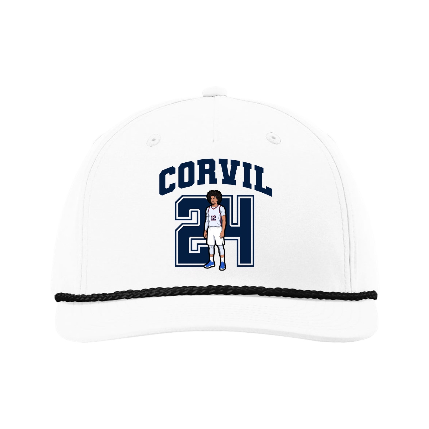 Five-Panel Classic Rope Cap — Number in White