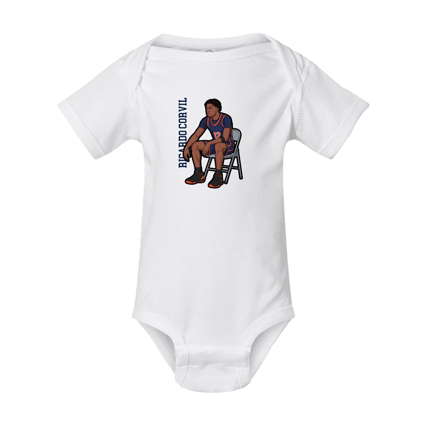 Baby Onesie — Name Vertical in White