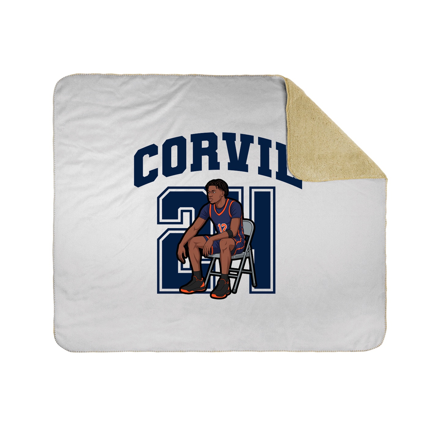 Throw Blanket — Number in White