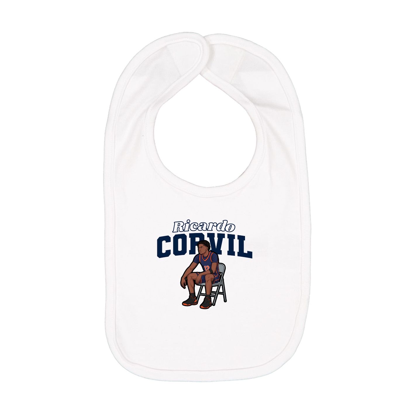 Infant Bib — Name Arch in White