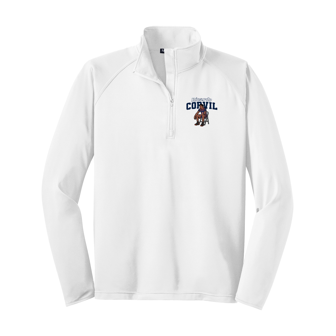 Q-Zip Pullover — Name Arch in White