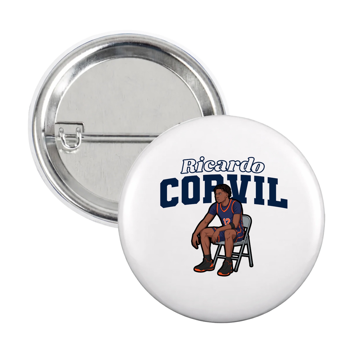 Game Day Button — Name Arch in White