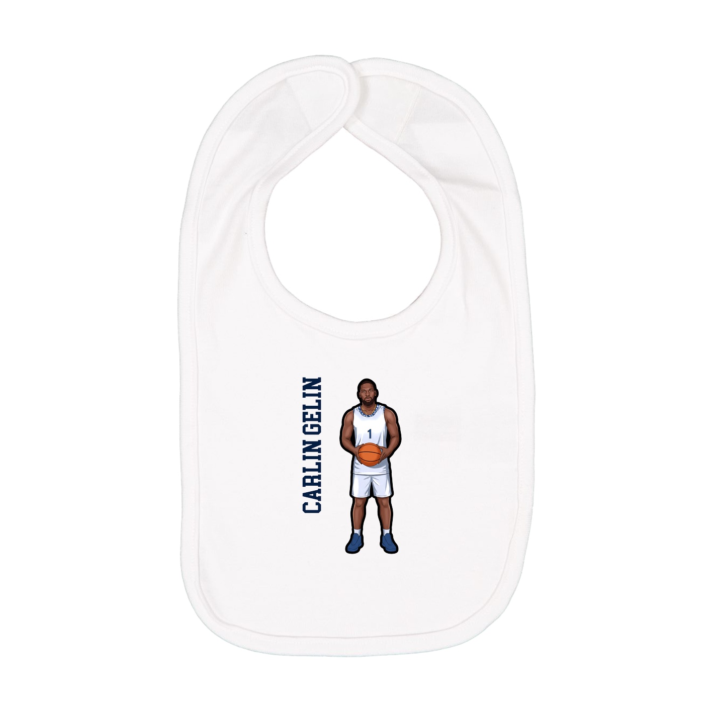 Infant Bib — Name Vertical in White