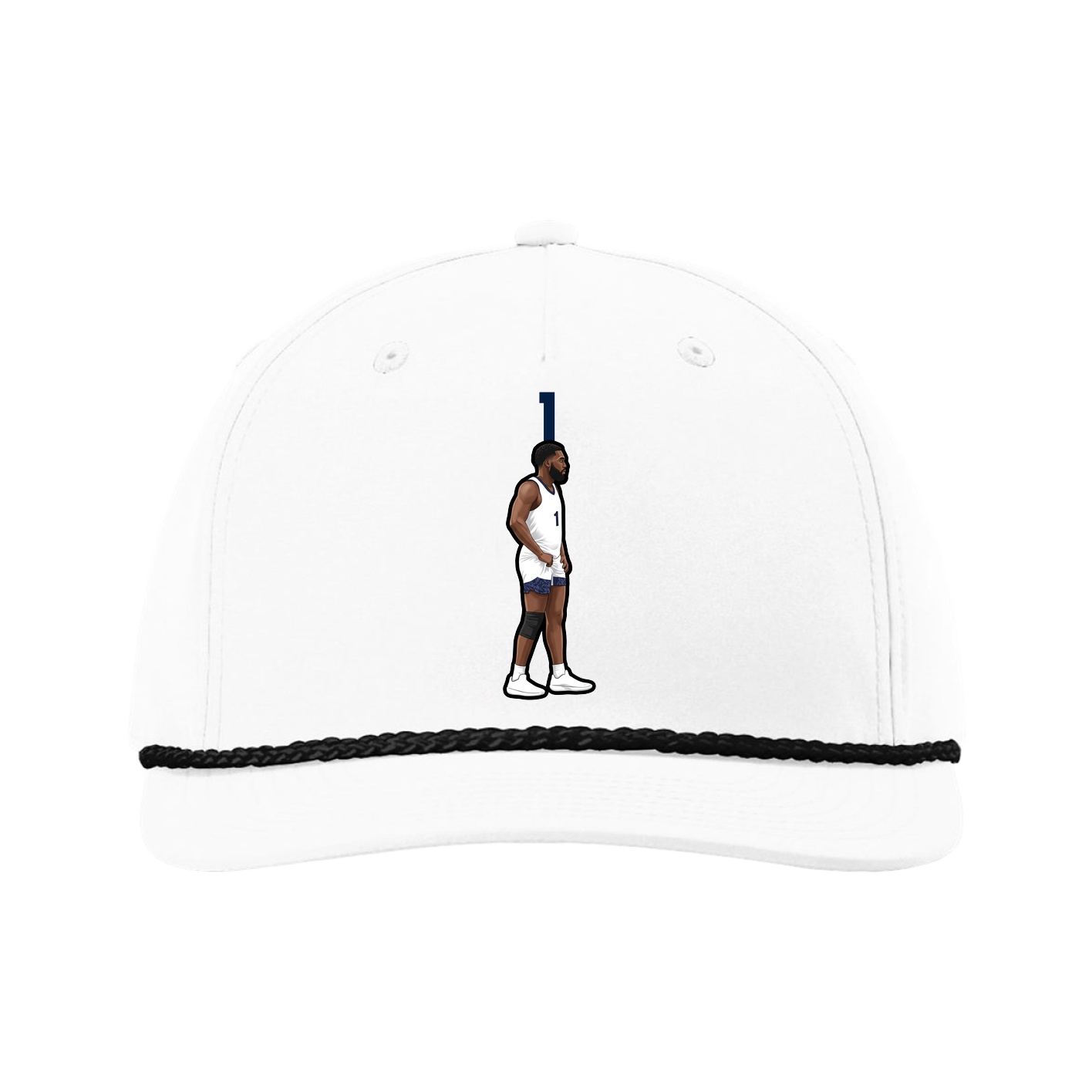 Five-Panel Classic Rope Cap — Number Top in White