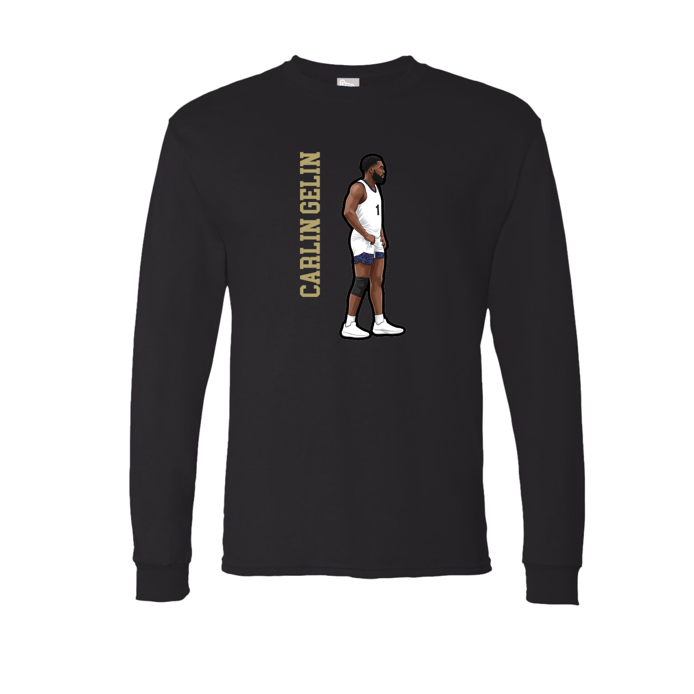 Long Sleeve Tee — Name Vertical in Black