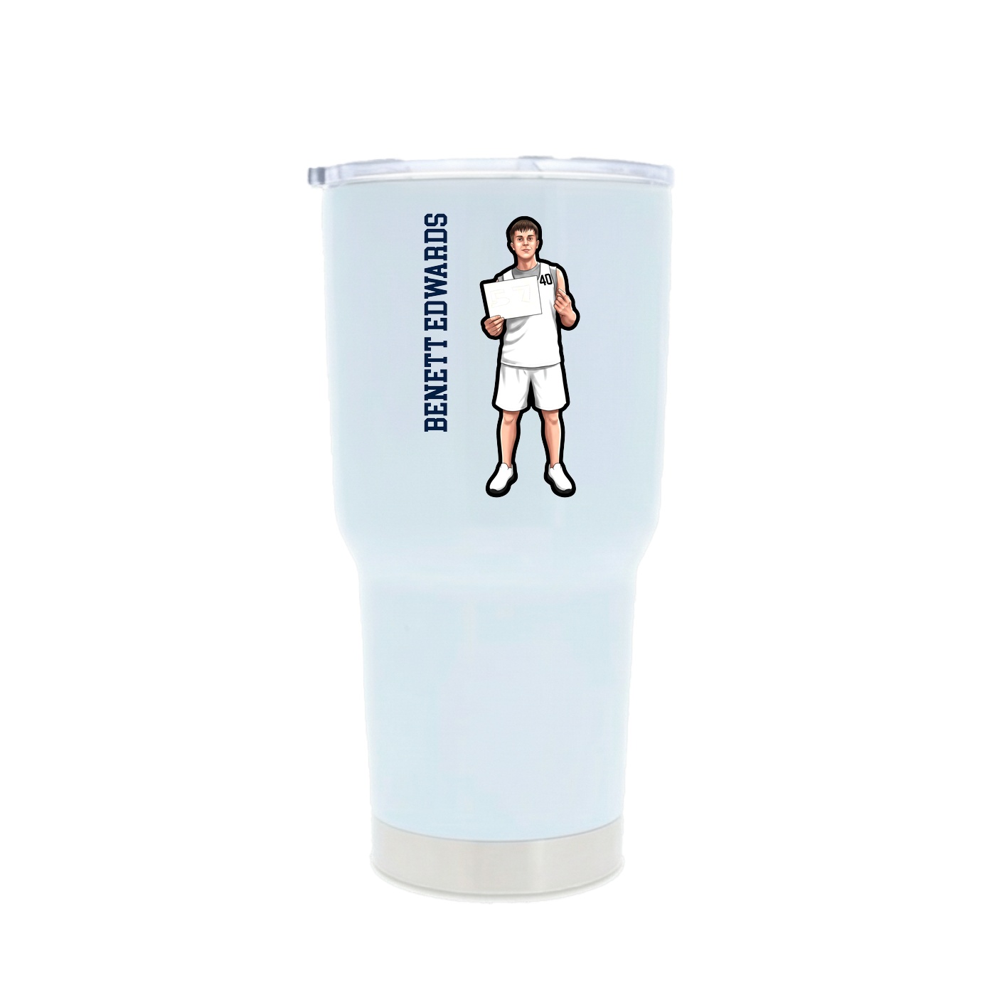 30oz Stainless Steel Tumbler — Name Vertical in White