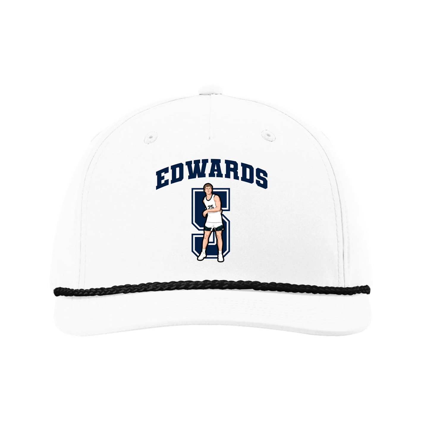 Five-Panel Classic Rope Cap — Number in White