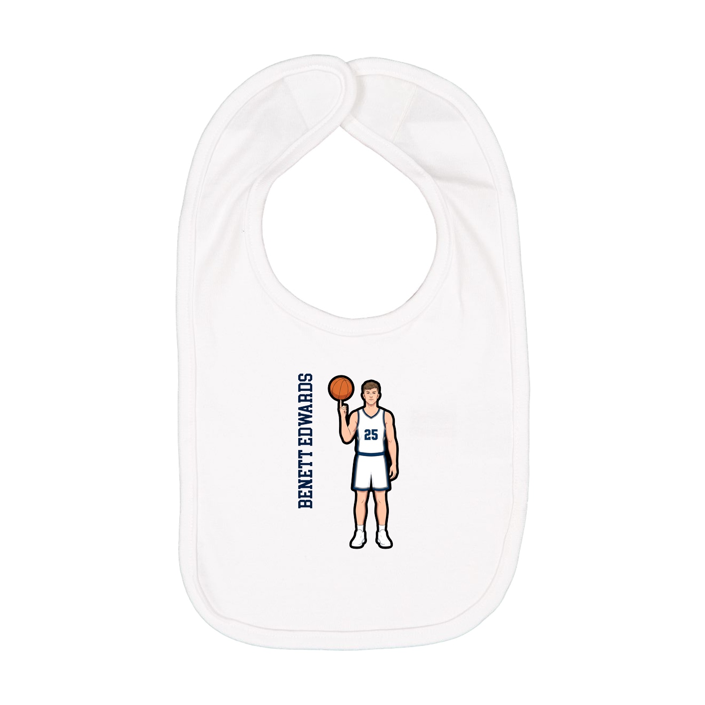 Infant Bib — Name Vertical in White