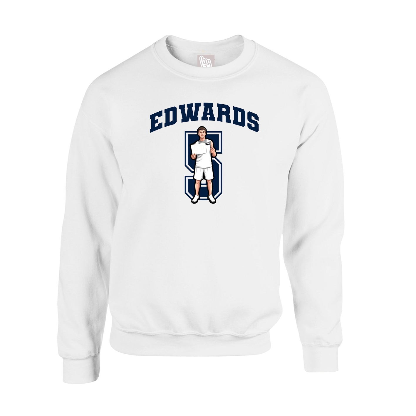 Fleece Crew — Number in White