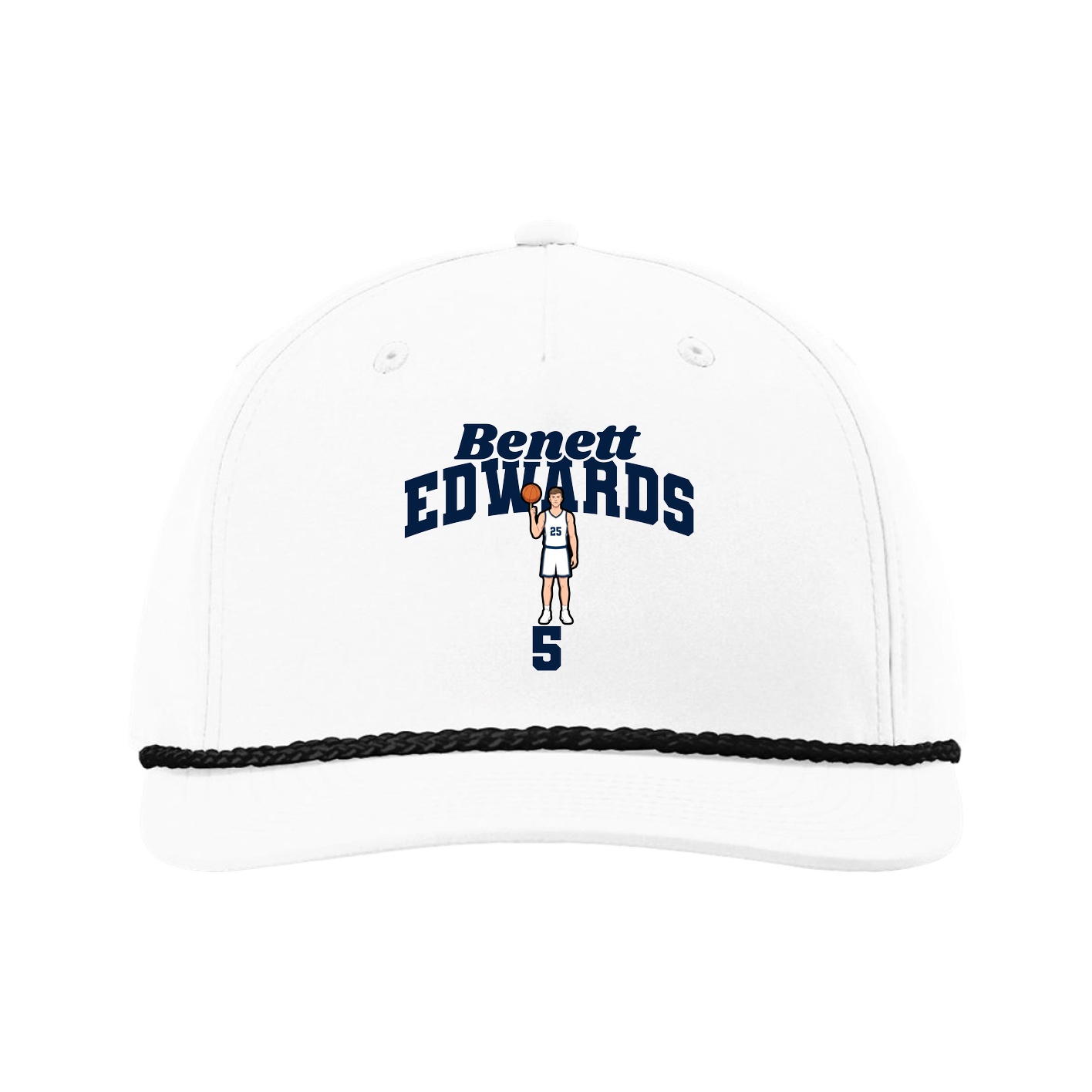 Five-Panel Classic Rope Cap — Signature Arch in White