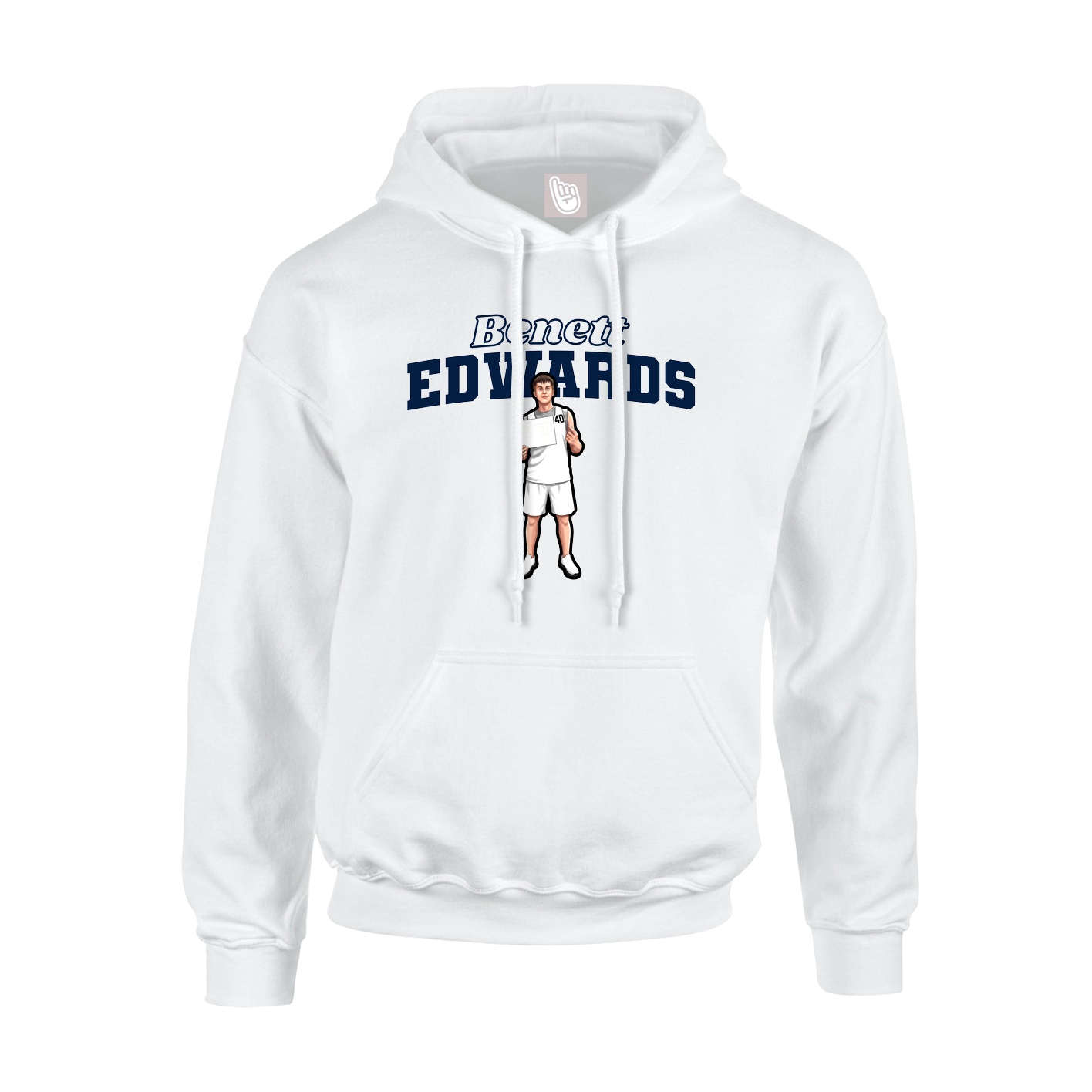Youth Hoodie — Name Arch in White