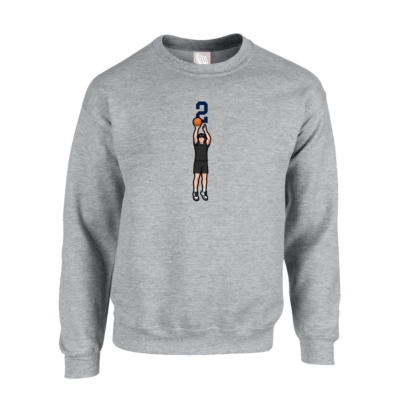 Fleece Crew — Number Top in Grey