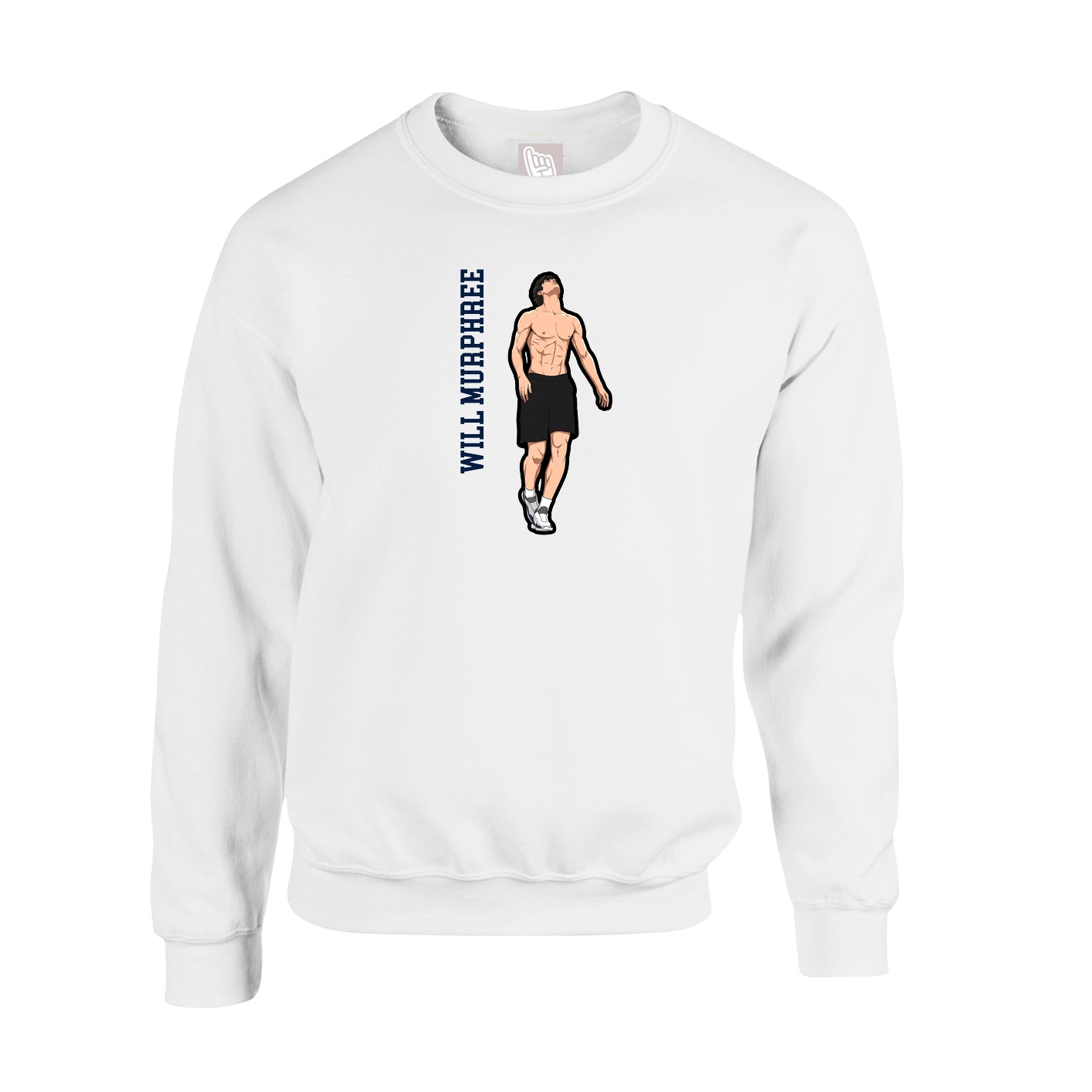 Fleece Crew — Name Vertical in White