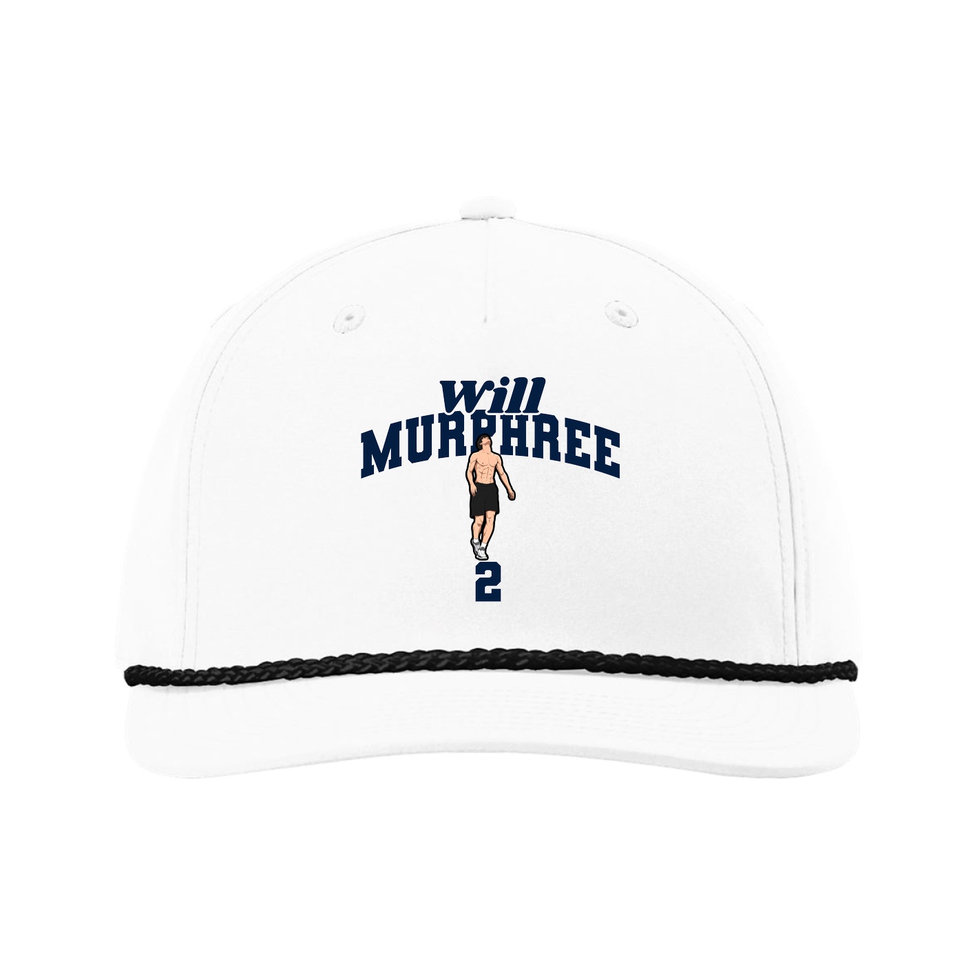 Five-Panel Classic Rope Cap — Signature Arch in White