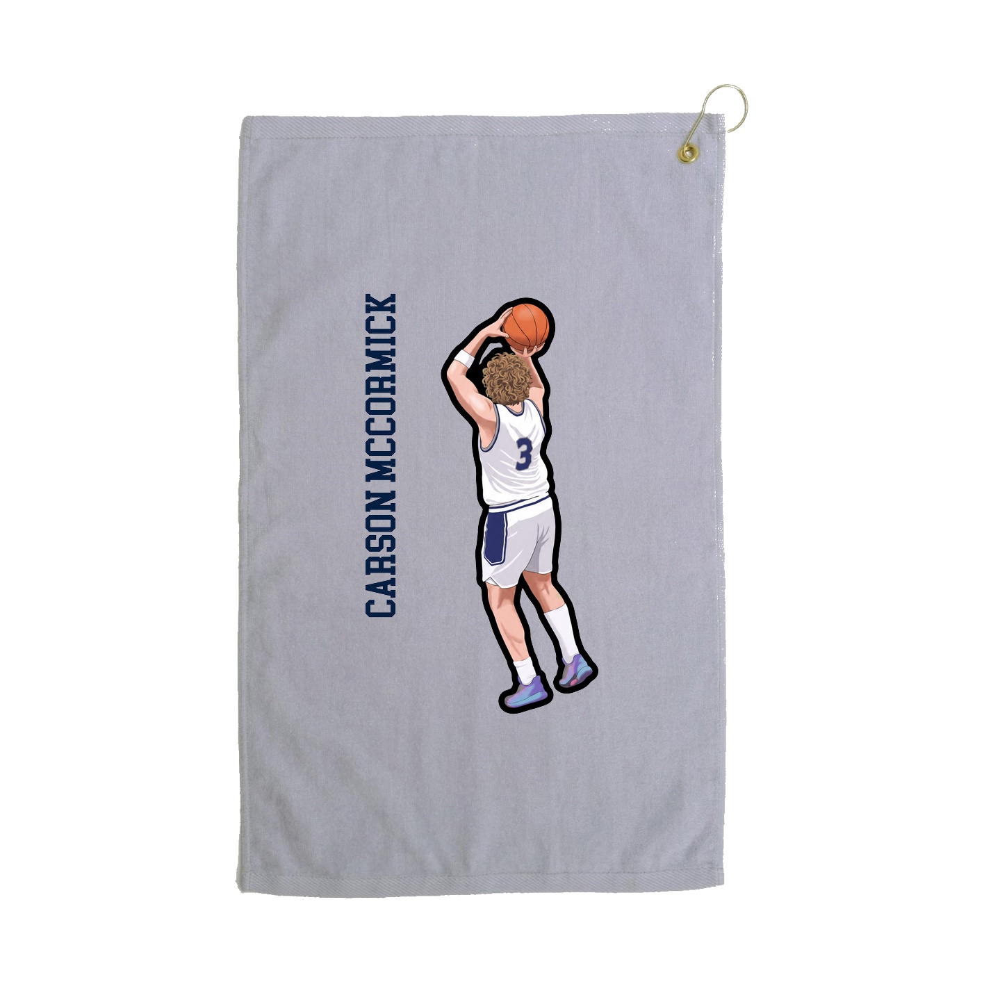 Golf Towel — Name Vertical in Grey