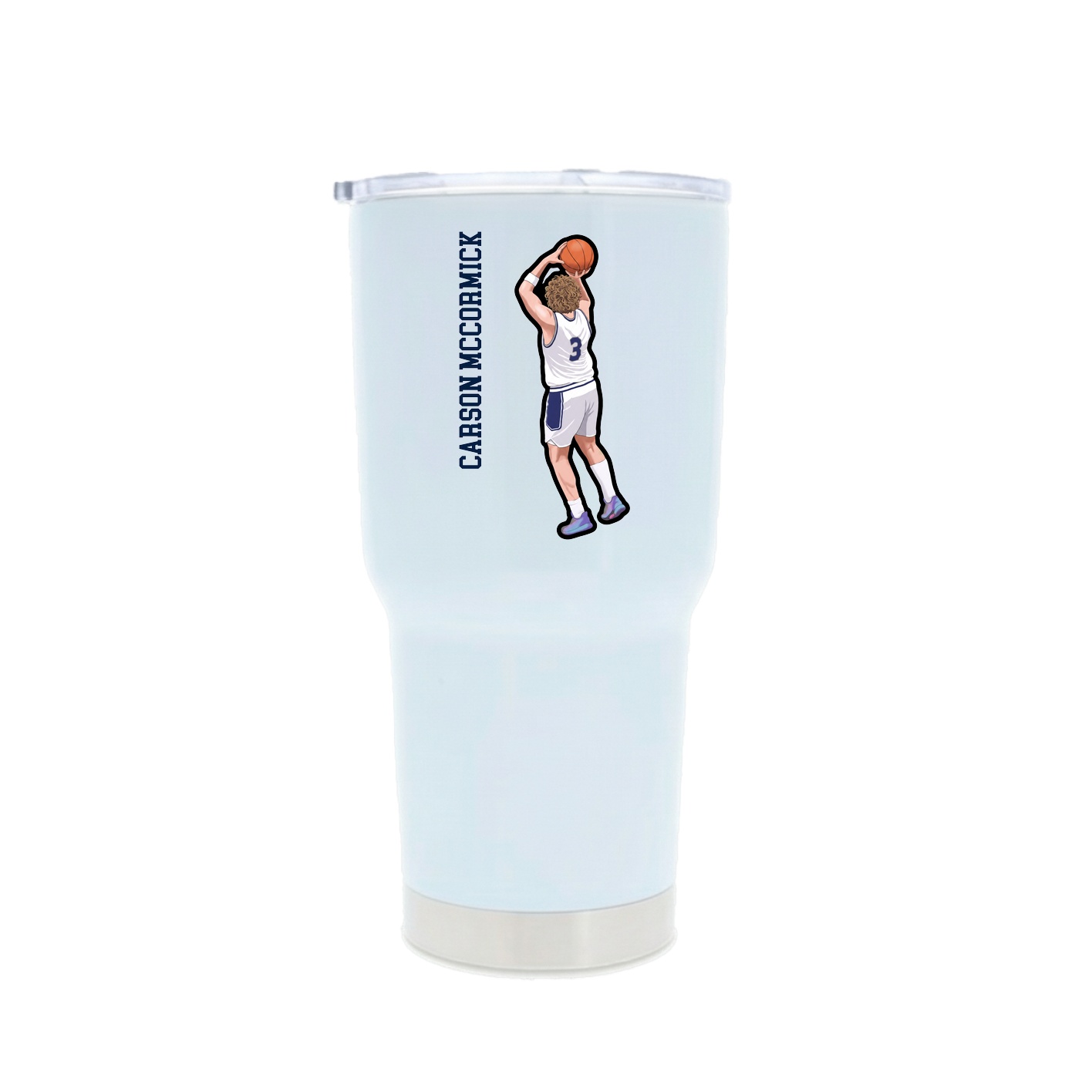 30oz Stainless Steel Tumbler — Name Vertical in White