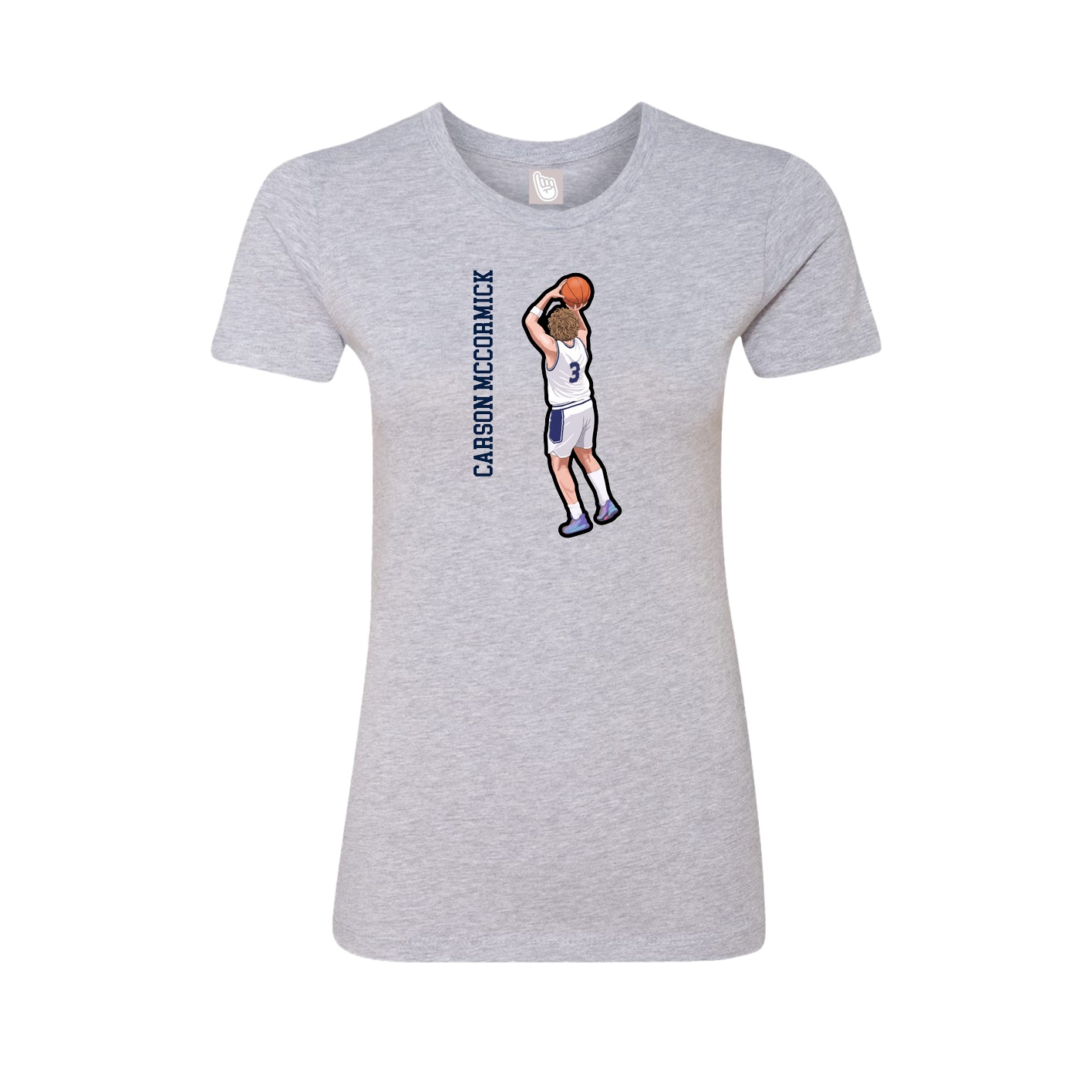 Fitted Women's Tee — Name Vertical in Grey