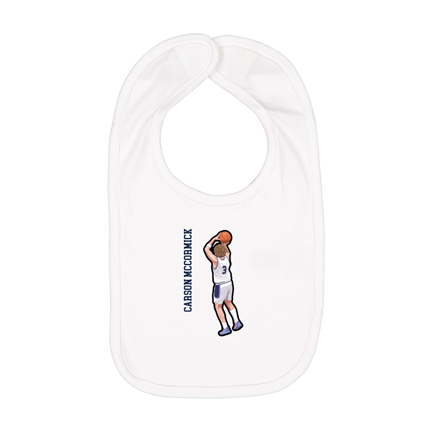 Infant Bib — Name Vertical in White