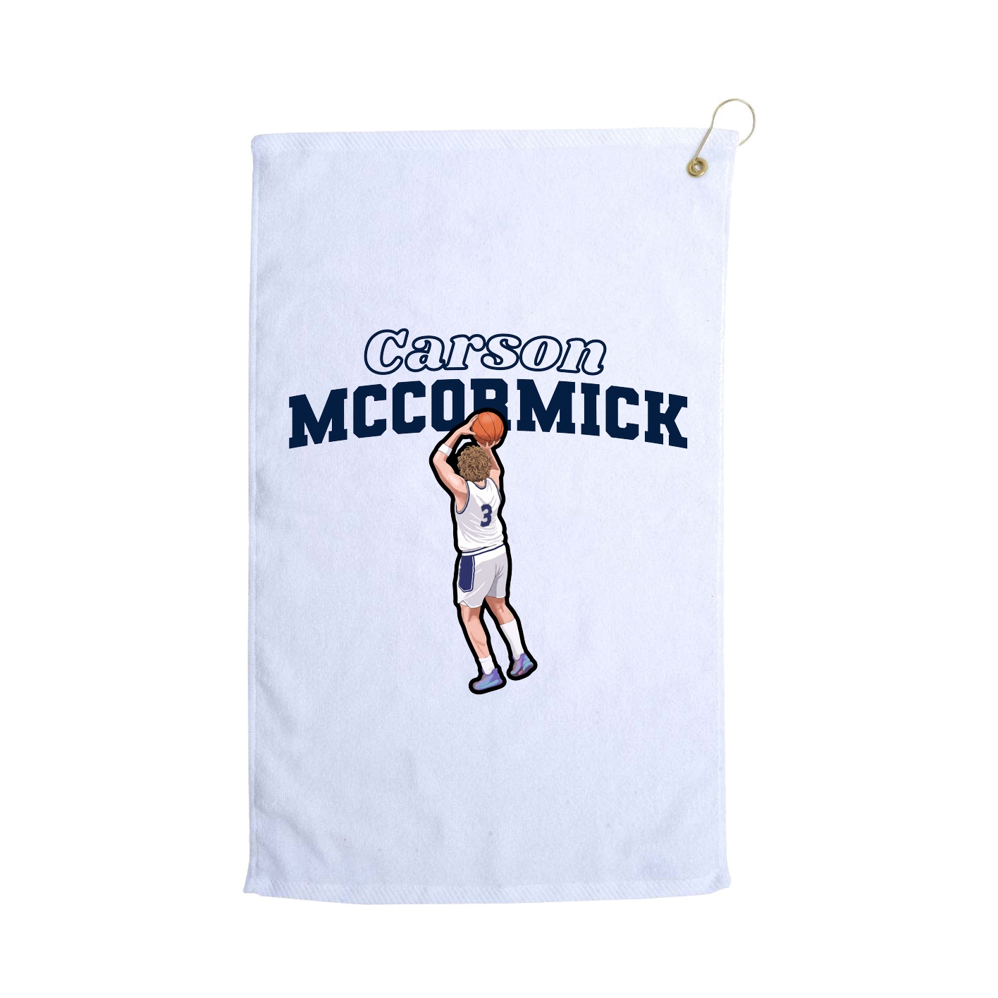 Golf Towel — Name Arch in White