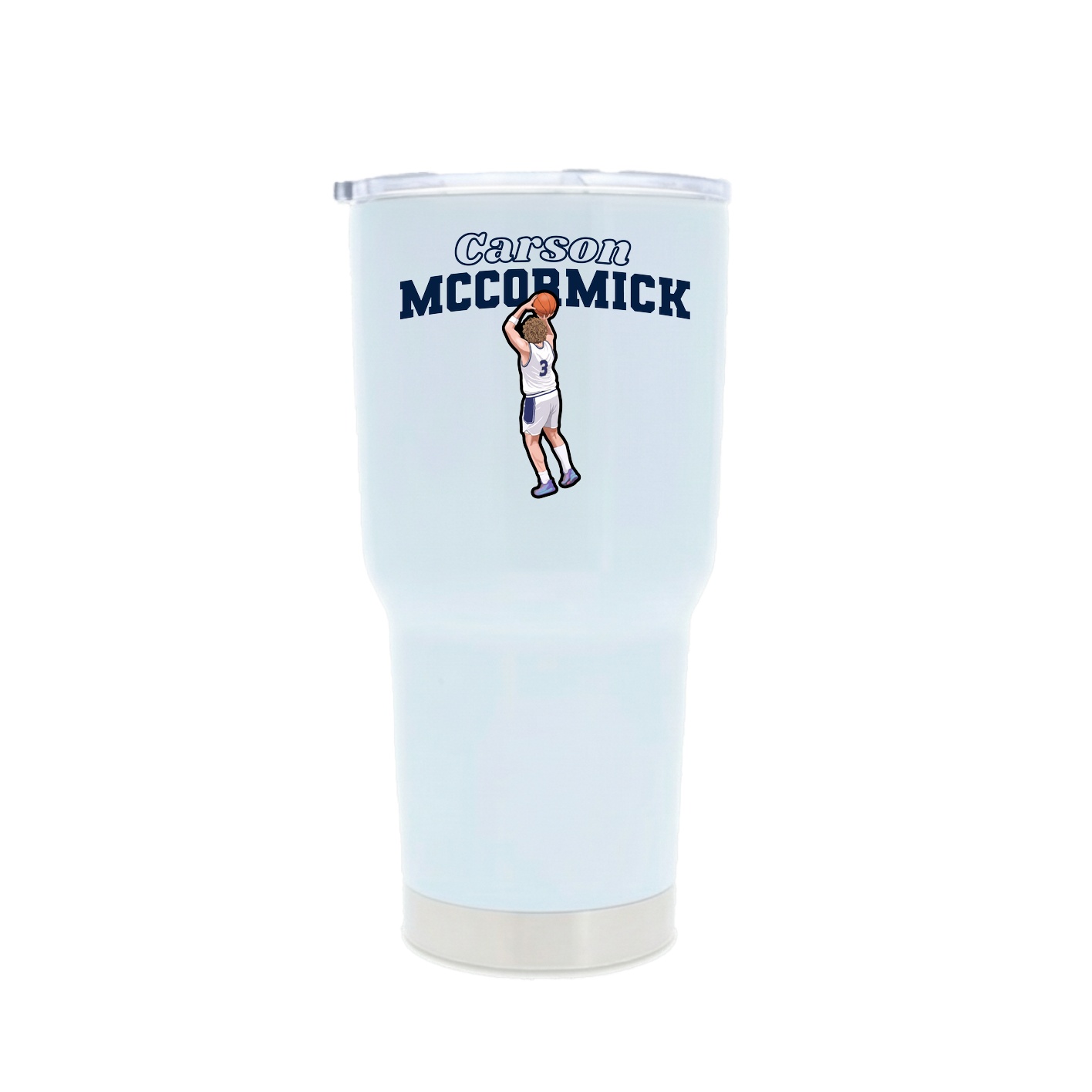 30oz Stainless Steel Tumbler — Name Arch in White
