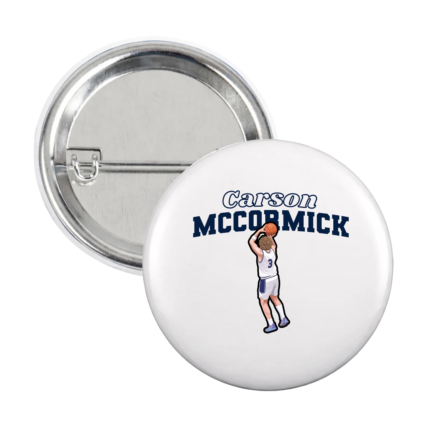 Game Day Button — Name Arch in White
