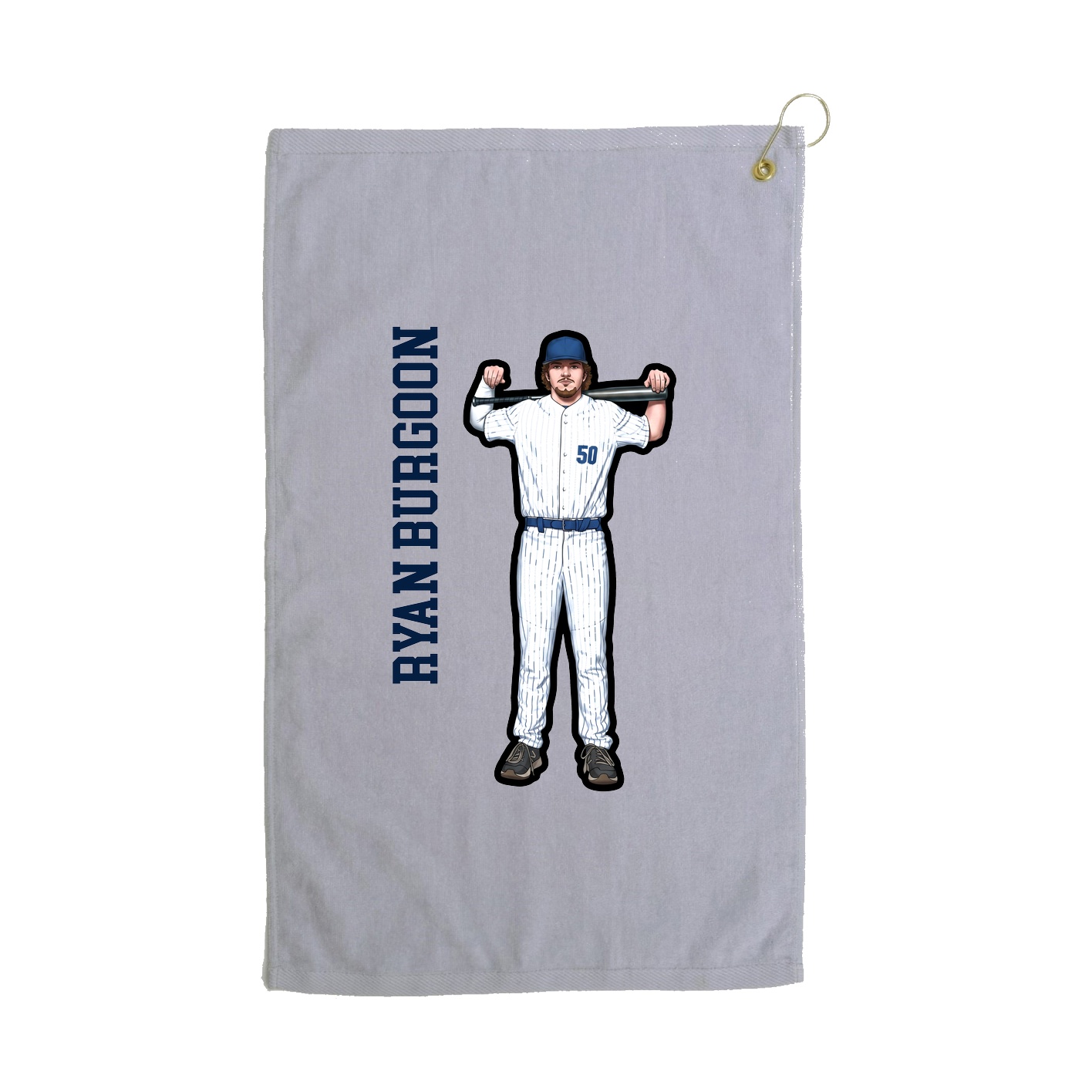 Golf Towel — Name Vertical in Grey