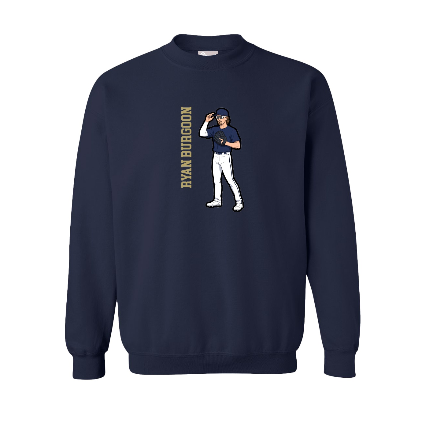 Fleece Crew — Name Vertical in Navy