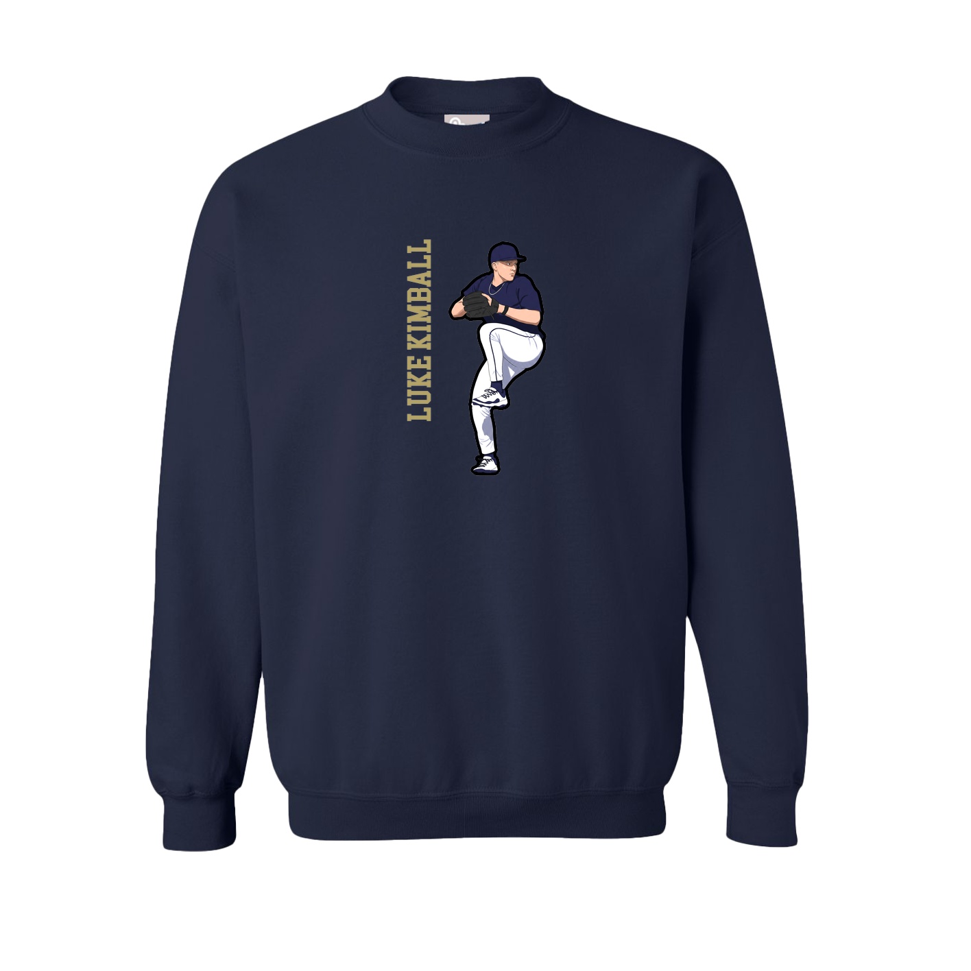 Fleece Crew — Name Vertical in Navy
