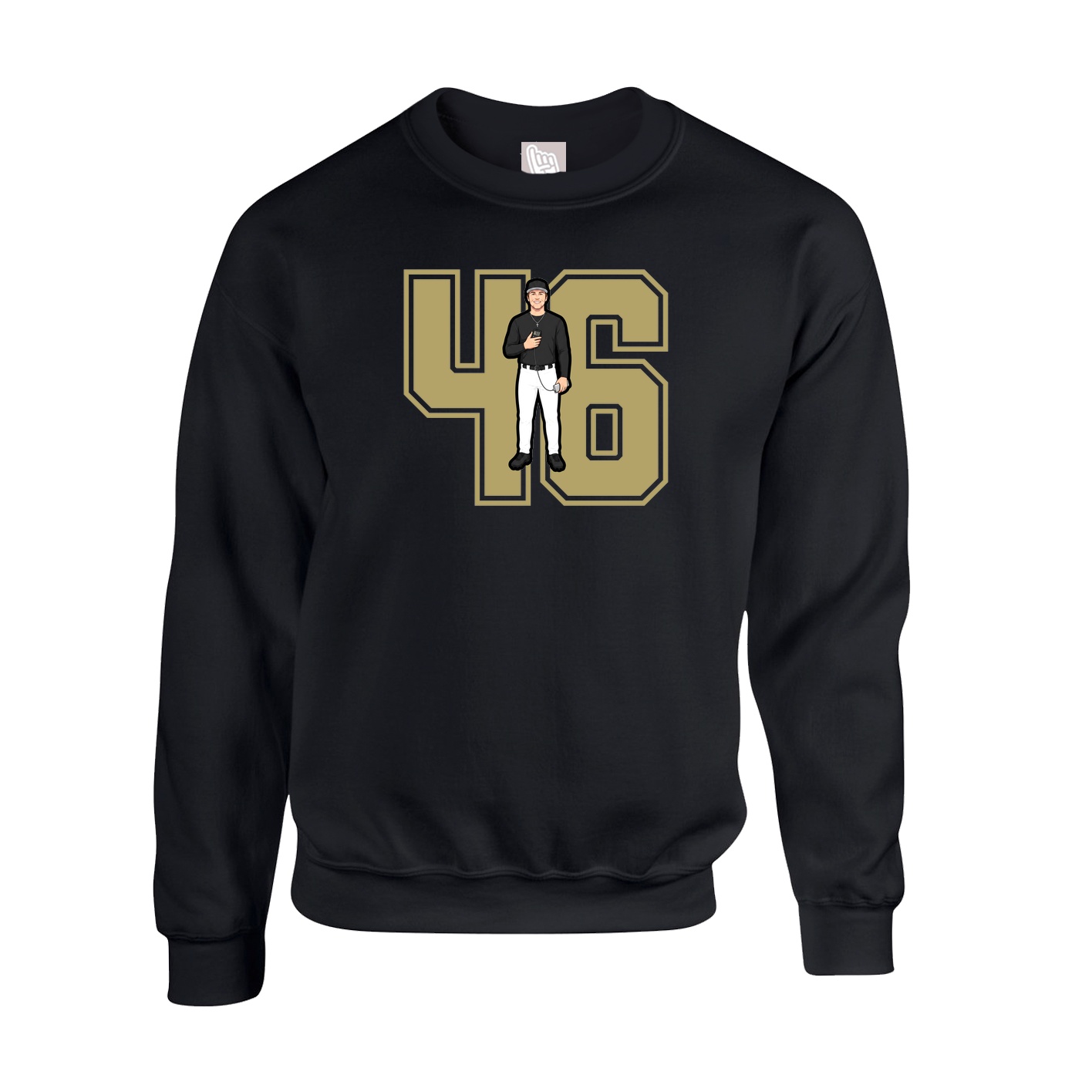 Fleece Crew — Number in Black