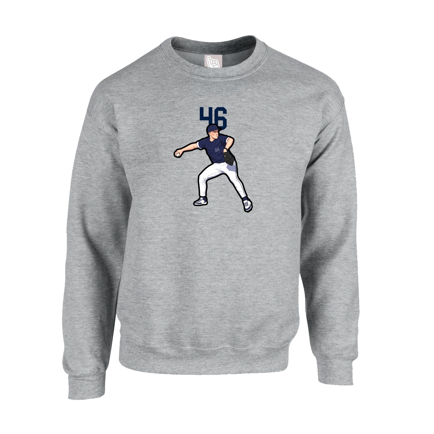 Fleece Crew — Number Top in Grey