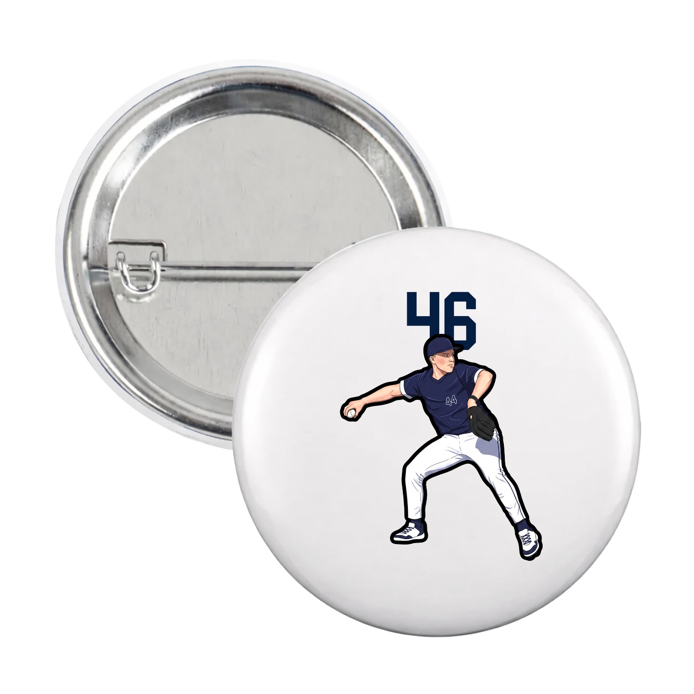 Game Day Button — Number Top in White