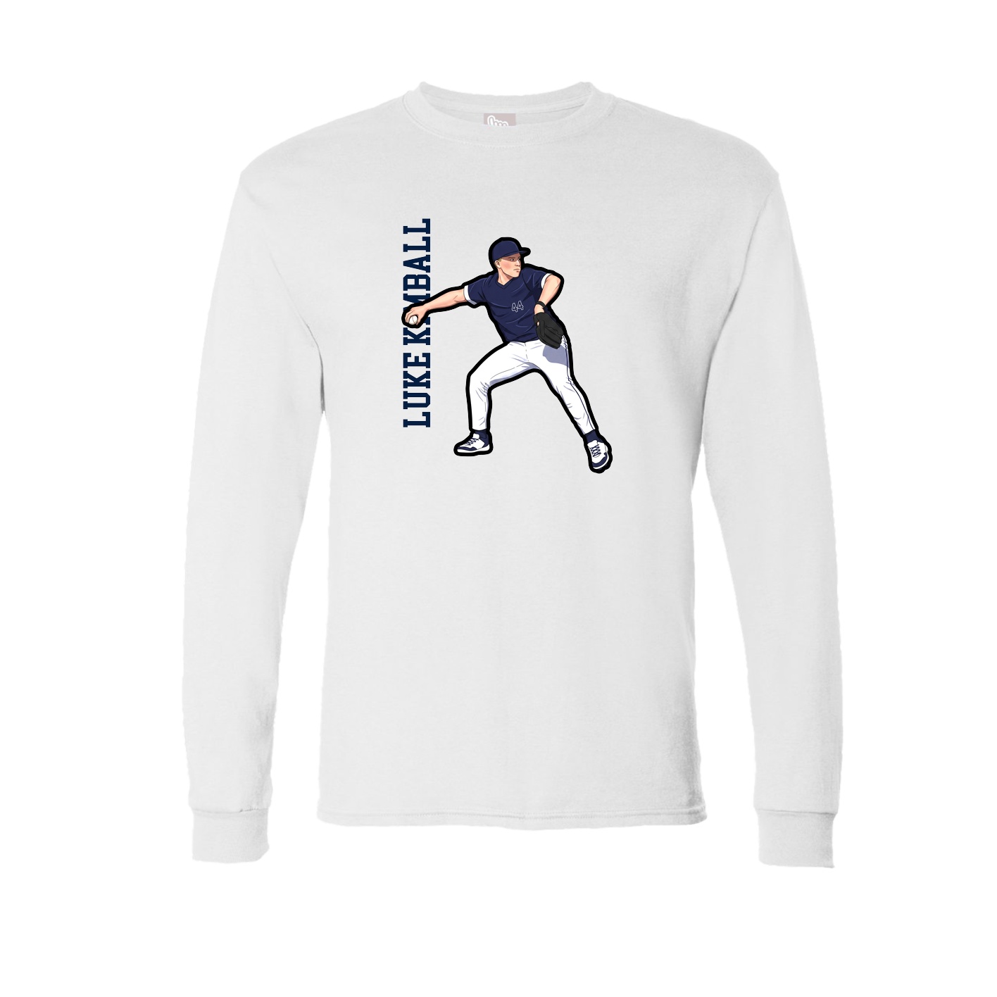 Long Sleeve Tee — Name Vertical in White