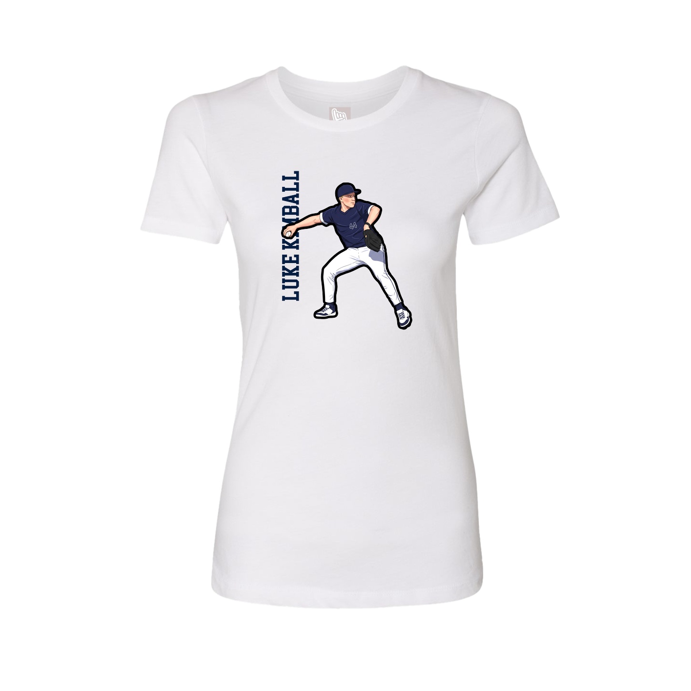 Womens Tee — Name Vertical in White