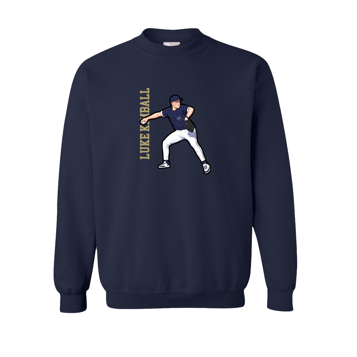 Fleece Crew — Name Vertical in Navy