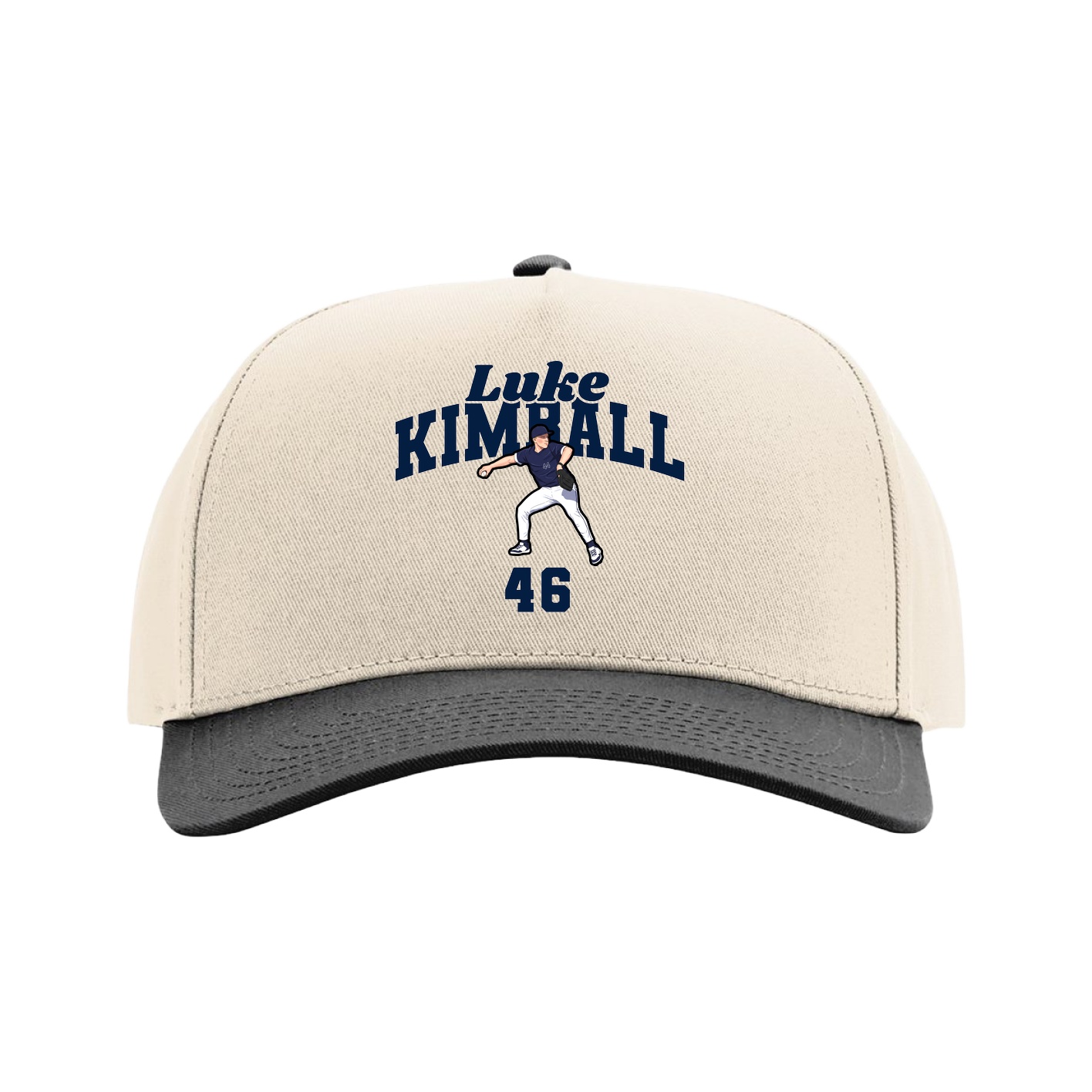 Full Fabric Five-Panel Champ Cap — Signature Arch in Cream/Black