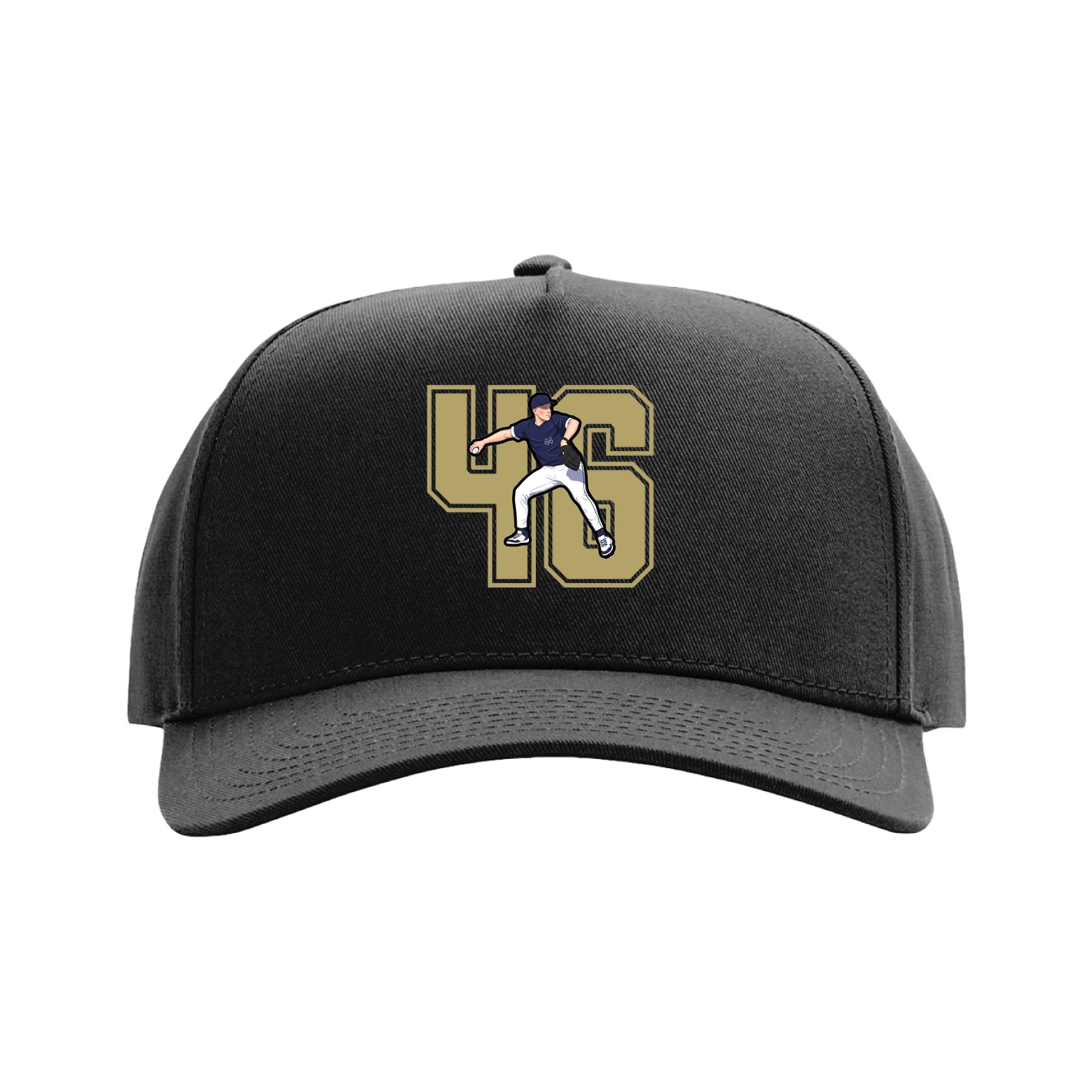 Full Fabric Five-Panel Champ Cap — Number in Black