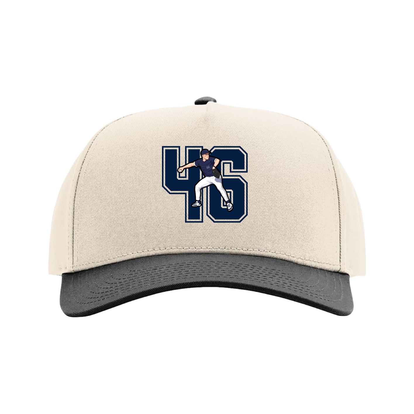 Full Fabric Five-Panel Champ Cap — Number in Cream/Black